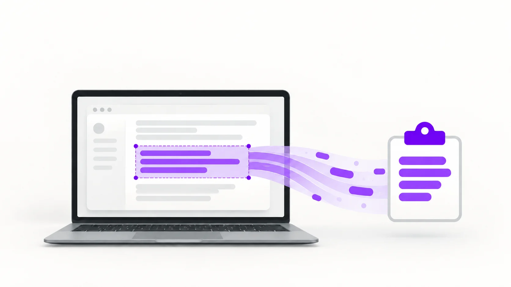 Selecting and copying text from a screenshot to the clipboard