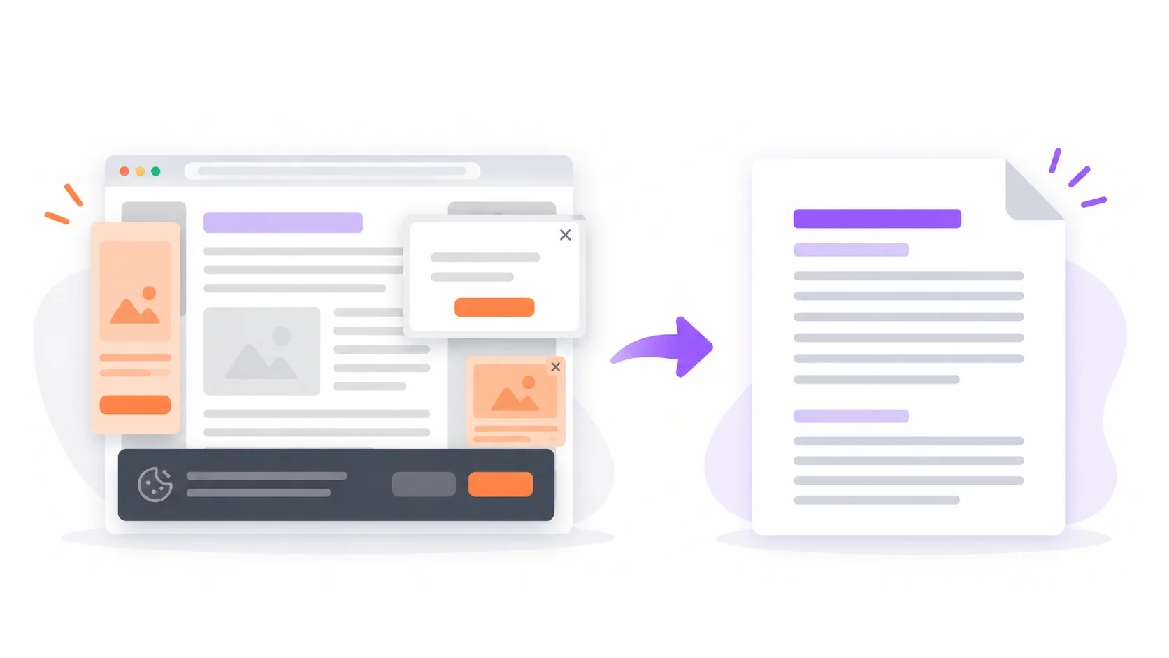 A cluttered web page converted into a clean, readable PDF A cluttered web page converted into a clean, readable PDF