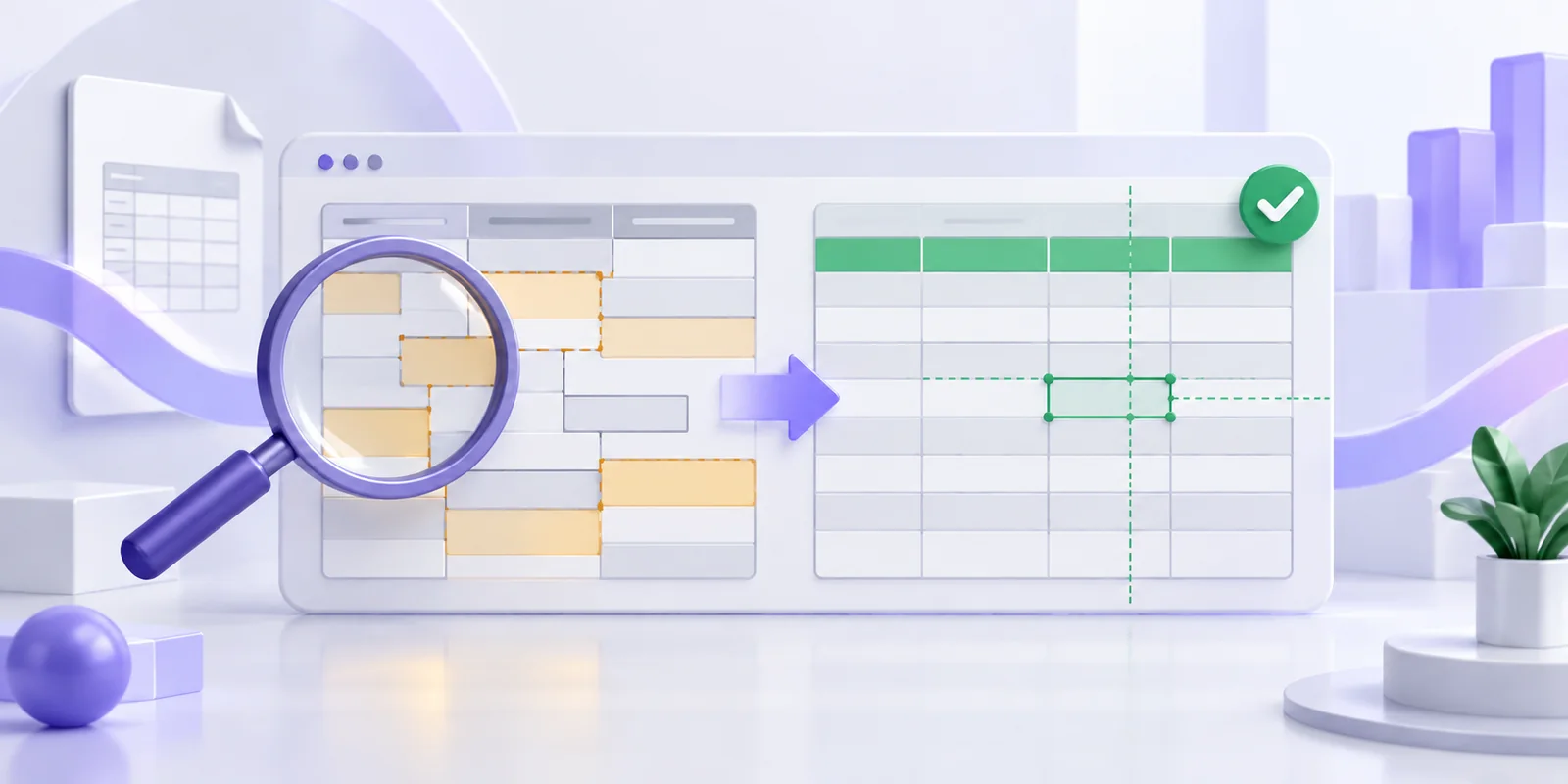 Incorrect PDF table columns being reviewed and corrected in a spreadsheet
